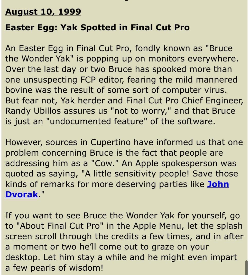 A 2-pop.com news brief from August 10, 1999 documenting Bruce's first known sighting